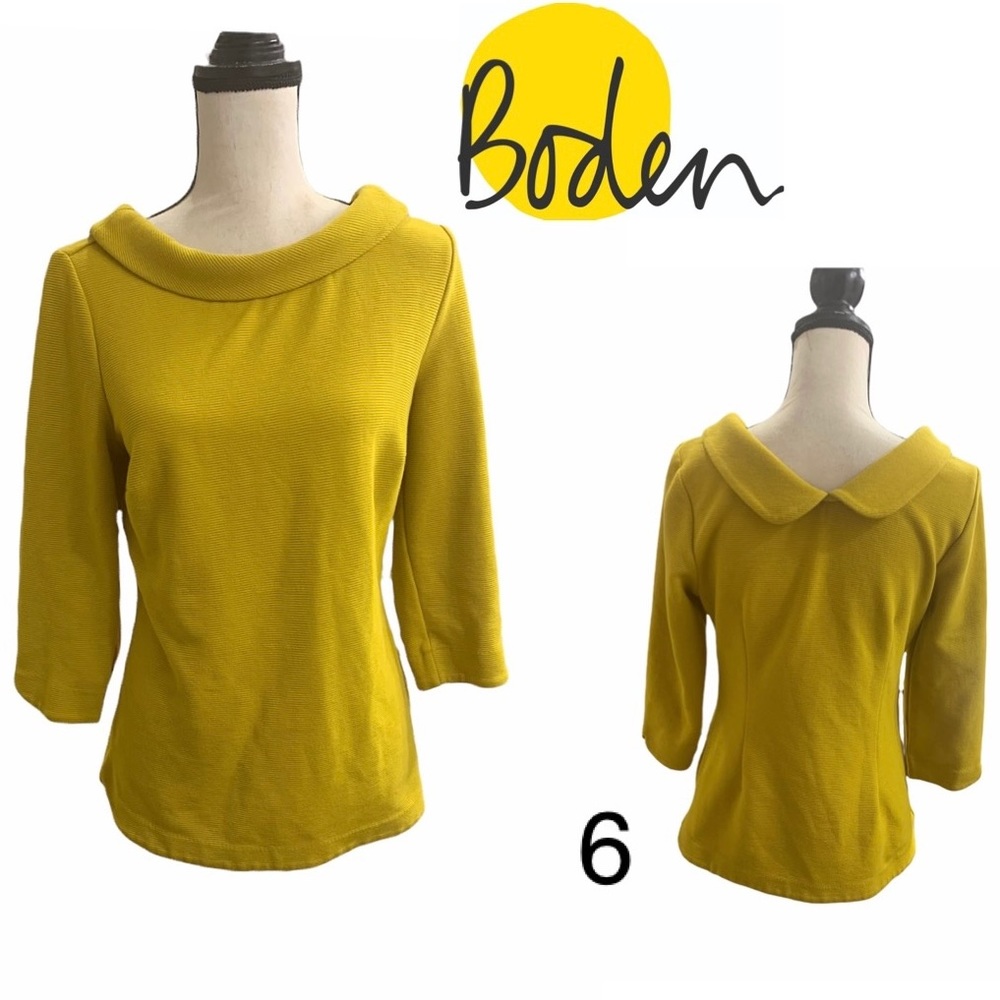 Boden Mustard Yellow Ribbed Corduroy Top Size 6